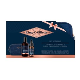 Kit King C. Gillette, Serum Engrosador 50ml + Shampoo para Barba 241ml + Estuche