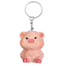 Hosmore Handcrafted Wooden Keychain - Exquisite Key Chain for Car Key Ring, Handbag, and Tote Bag Pendant (Piglet)