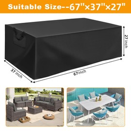 TFMODBFA Patio Furniture Cover Waterproof 67''×37''×27'' / 170*94*70cm Large Outdoor Furniture Cover Heavy Duty 420D Oxford Cloth Weatherproof Garden Dining Table Chair Set Cover, Black