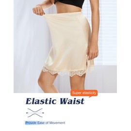 MANCYFIT Half Slips for Under Dresses Women Satin Underskirt Anti-Static with Lace Trim Nude XX-Large