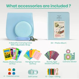 Generic 8 in 1 Gift Bundle for Instax Mini 12 Camera - Case, Album and Other Accessories for Polaroid Film and Photos (Pastel Pink)