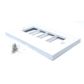 Euro Module Wall Plate Faceplate Frame with Screws – Compatible with Standard Euro UK Modules (Dual Gang 4 Port)