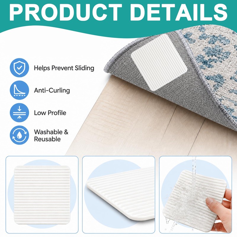 4Pcs Carpet Grippers For Rugs On Top Of Carpet, Rug