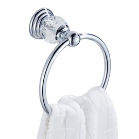 BATHSIR Crystal Towel Ring, Chrome Hand Towel Holder Bath Towel Bar Bathroom Accessories Wall Mounted