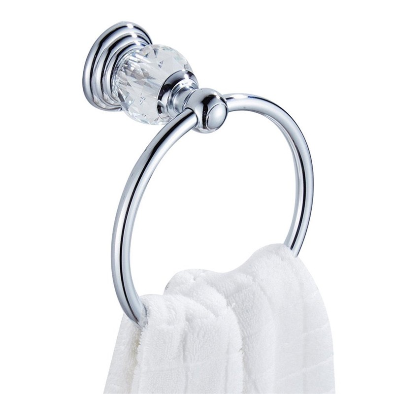 BATHSIR Crystal Towel Ring, Chrome Hand Towel Holder Bath Towel