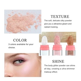 Glitter Powder Highlighter Makeup, Body Brightens the Natural Three-dimensional Face Blusher Patting Powder Highlighter. (05-Gold)