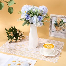 Mimorou 8 Pcs Rectangle Lace Placemats for Tables 12 x 18 Inch Embroidered Lace Doilies Tablemats Vintage Crochet Floral Table Runner for Kitchen Dining Room Tea Party Wedding Cup Vase Decoration