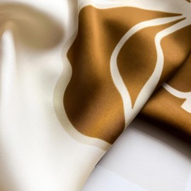 CCAIPU Ladies Silk Scarf, elegant and lightweight 100% silk business scarf, suitable for all occasion (D-BeigeBlack)