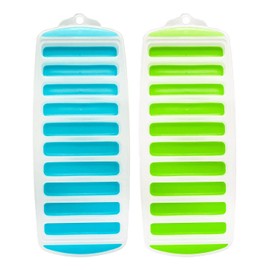 Meadow Lane Ice Stick/Cube Tray, 2-Pack Teal Blue and Bright Green, Narrow and Long for Sports Bottles