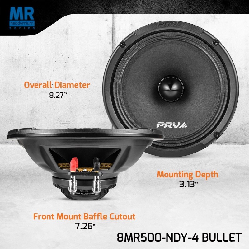 PRV 8" Midrange Neodymium Bullet Speaker 8MR500-NDY-4 BULLET 4 Ohm
