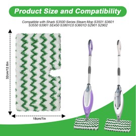 3 Pack Steam Pocket Mop Replacement Pads for Shark S3500 Series S3501 S3601 S3550 S3901 SE450 S2901 S2902 S3801,Reusable Steam Mop Pad with Deep Cleaning Scrub Strip,Microfiber Steam Mop Refills,Green