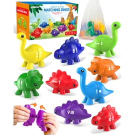 Gagule Number Dinosaur Toys for Kids 3-5, Montessori Educational Toys for 3 4 5 Year Old Boy Girl Gifts, Preschool Learning Activities Toddler Dino Toy, Double Sided Dinosaurs Numbers Matching Game