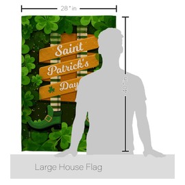 Angeleno Heritage Leprechaun Legs House Flag 2 pcs Pack Spring St Patrick Shamrock Lucky Coin Holiday March Irish Clover Decoration Banner Small Garden Yard Gift Double-Sided, Made in USA