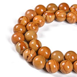 Nancybeads Gemstone Round Spacer Loose Beads 1 Strand 15.5" (Woodgrain Jasper, 6mm 60Beads)
