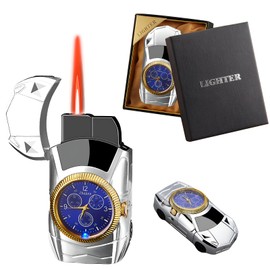 Torch Lighter, Stylish Sports Car-Shaped Butane Lighter, Creative Windproof Lighter with Cool Design,Novelty Jet Flame Torch Lighter, Refillable Butane Lighter Gifts Lighter for Outdoor Indoor(Silver)