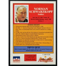 NORMAN SCHWARZKOPF, 'U.S. ARMY GENERAL' #236 -- 1992 Americana Military Card 🤩