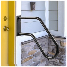 SDNBHT Hand Rails for Outdoor Steps 1-3 Steps Handrails for Outdoor Steps Stair Railing Indoor 22.8' Porch Railing U-Shaped Stair Handrail for Kids, Elderly, Pregnant Women, Disabled (Black)