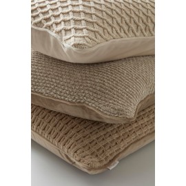 Jotex Mila cushion cover, pack of 3, cushion cover with knitted front made of high-quality polyester, beige, 50 x 50, 50 x 50 cm and 60 x 40 cm