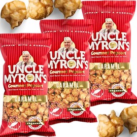 Caramel Popcorn, 3 Bags, Caramel Corn, Popcorn Kernels Grown in the USA, 9 Oz Each, Gluten Free, Carmel Corn, Soft Crunch by Uncle Myron's