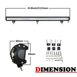 Willpower 44 Inch 288W Led Light Bar Flood Spot Combo Beam Off Road Driving Lights Waterproof Fog Work Lights for 4X4 Trucks Boat Car SUV ATV 12V 24V