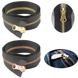 YUNYAN Pack of 2 80 cm Zipper Repair Nylon Zip for Bags Clothes Bed Linen Light Gold Rose Gold