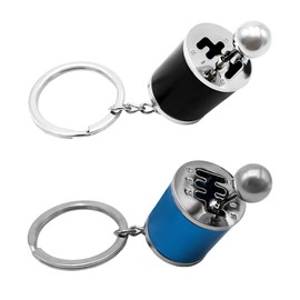 Yourkar 2 PCS Car Gearbox Keychain, Manual Shifter Gearbox Key Chain, Gear Casing Keyring with Transmission Stick, Car Accessories (Black+Blue)