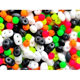 1.23 oz (35 g) Glass Beads Mix, White Black with Warm Neon Mix, Czech Glass