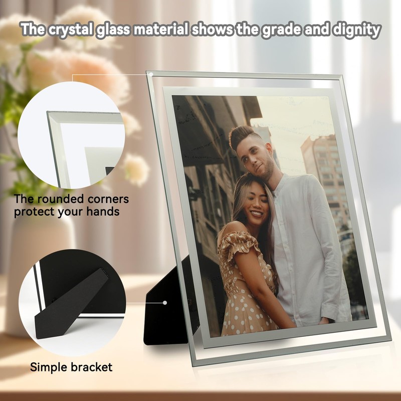 Cokiyaya 8×10 Picture Frame, Silver Glass Photo Holder, Tabletop Use