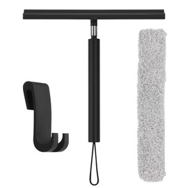 Shower Squeegee with Telescopic Rod (30-120 cm), Squeegee Shower Floor, Water Squeegee Floor Squeegee, Long Handle for Bathroom, Shower, Window Cleaning (Black)