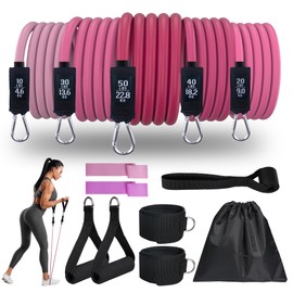 Resistance Bands with Handles for Women, 150LBS Exercise Bands, Workout Bands with Door Anchor and Ankle Straps, for Muscle Training, Physical Therapy, Shape Body, Yoga, Home Workout Set for Men Women