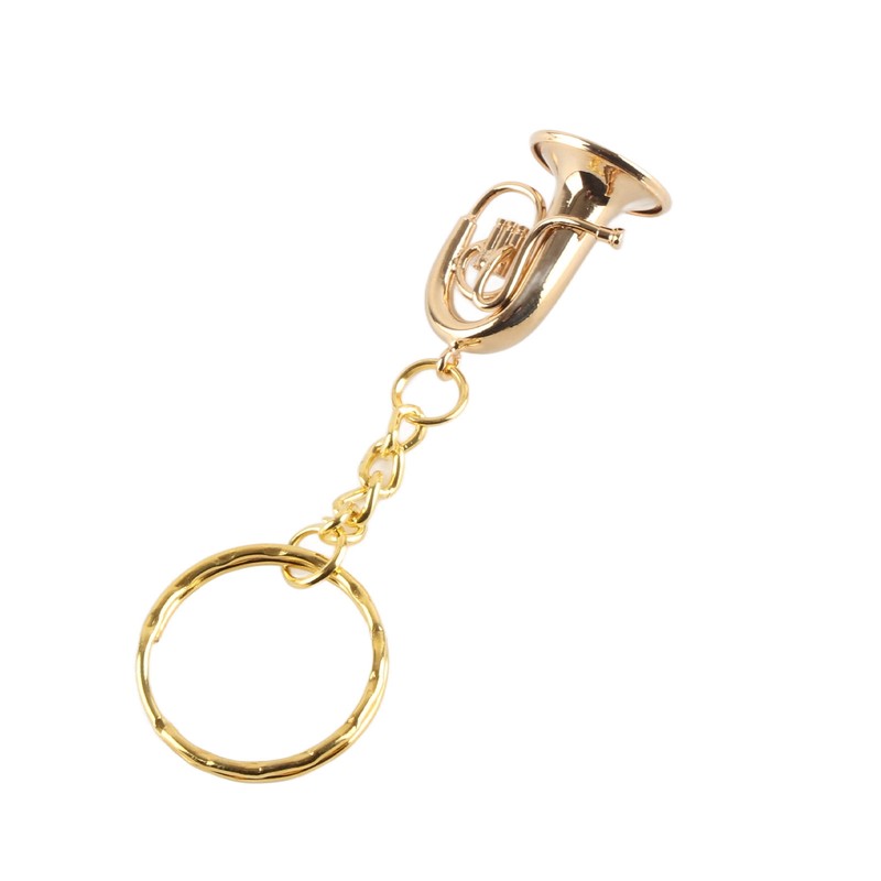 Brass Tuba Key Chain Miniature Golden Musical Instrument Key Chains