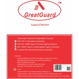 Disposable Coverall Overall Suit,Full Body Protective,Heavy-Duty Protective Suits Chemical Protection with Elastic Wrists, Ankles and Hood (XL)