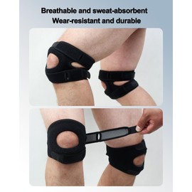 Guiguishiny Patellar Tendon Support Band, Sports Knee Support with Patella Gel Pads, Patella Knee Brace, Adjustable Knee Support for Men and Women, Elastic and Breathable (Black, S)