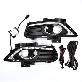 ECAHAYAKU Front Bumper Fog Lamp Compatible With Ford Fusion 2013 2014 2015 2016 White LED DRL Daytime Running Lights LED Daylight Accessories