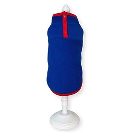 Cara Mia Dogwear Lightweight Button Neck Dog Fleece Vest Shirt Coat (M, Royal Blue/Red)