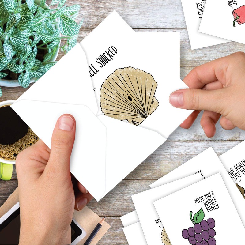 Fun Puns: 20 Assorted Blank All Occasions Notecards Depicting Fun
