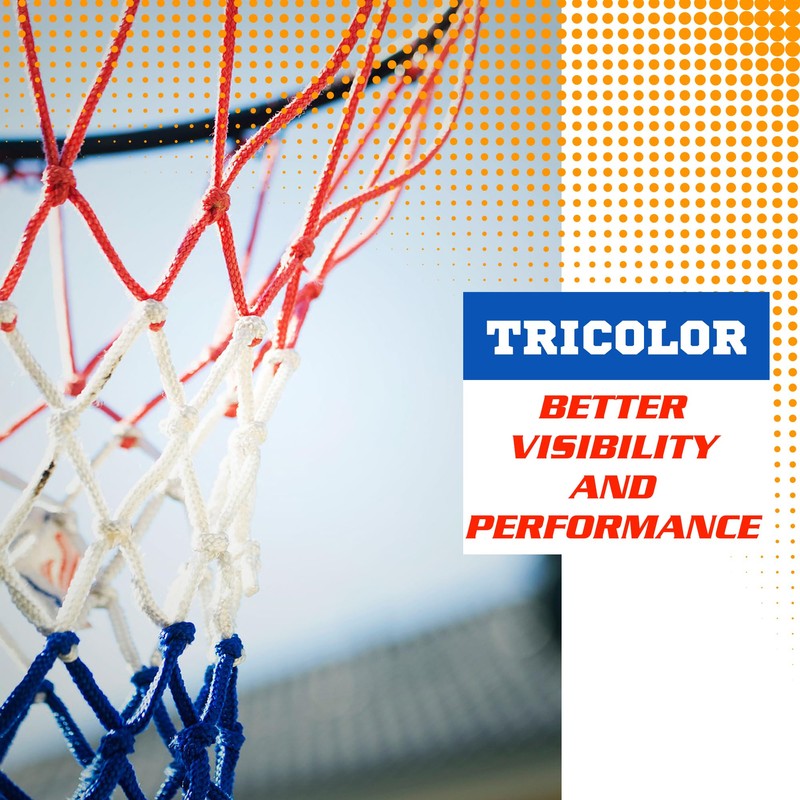 PRISP Nylon Tricolour Basketball Net - Weather Resistant All Courts