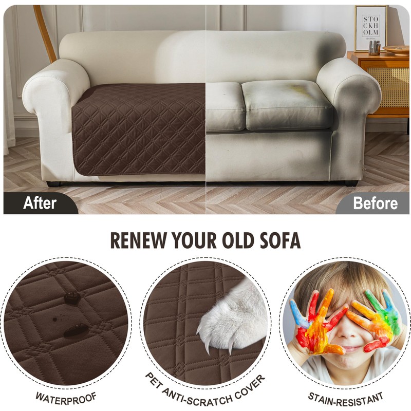 Genina Waterproof Couch Cover, Washable Anti-Slip 51 inch Loveseat Sofa