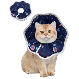 Elizabeth Collar, Soft Elizabeth Collar, For Small Dogs and Cats, Pets, Lightweight, Soft, Easy Installation, Postoperative Wound Protection, Licking Prevention, Scratch Prevention (S, Space Design)