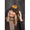Pachamama Women Wool Beanie Hat Fleece Lined Handknitted Sunflower Design