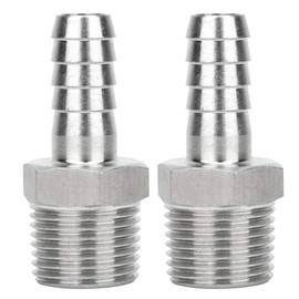 2 Pack 304 Stainless Steel Hose Connector Straight Pipe Adapter Connector BSPT/G Male Thread x Metric Rods -(1/2"-10mm)