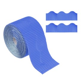 PATIKIL 3.9inch x 49.2ft Bulletin Board Border, Scalloped Trim Paper Corrugated Paper for Locker Classroom Decor Black White Cork Poster Boards, Sapphire Blue