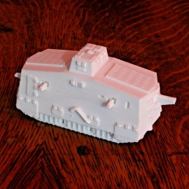 Unbranded German A7V Tank - 1:72 Scale - 4 Inches - 3D Printed - Unpainted