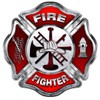 Reflective Firefighter Red Maltese Cross Sticker