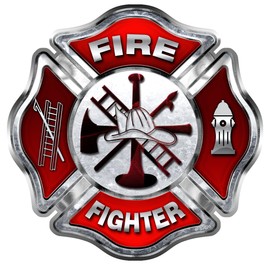 Reflective Firefighter Red Maltese Cross Sticker
