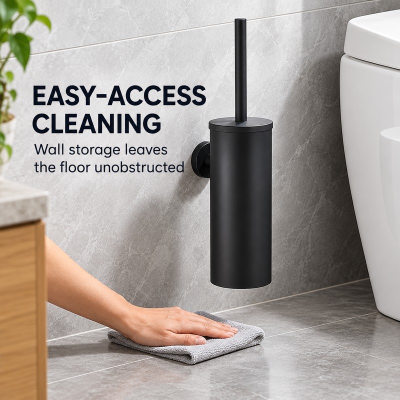 FALANGSHI FR07 Stainless Steel Toilet Brush and Holder Set, Brushed
