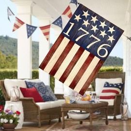 ARGOOFG 4th of July House Flag 28x40 Inch Double Sided Outside Patriotic American 1776 Independence Retro Stars and Stripes Outdoor Garden Yard Porch Decorations 2-28