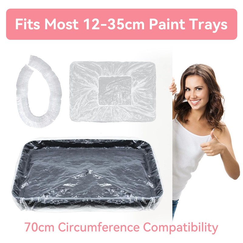 20 Pack Paint Tray Liners - 70cm Elastic Paint Pan