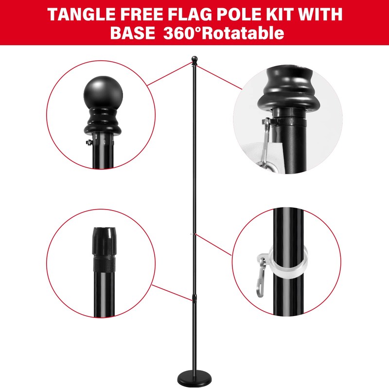 SENZHIYI Indoor Telescoping Flag Pole with Base 6FT-8FT,Aluminum Commercial Indoor
