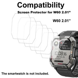 smaate Compatible with IOWODO, Blackview W60 2.01”, Soft Smart Watch Screen Protector, TPU, 6-pack, Full Coverage, Bubble Self-healing